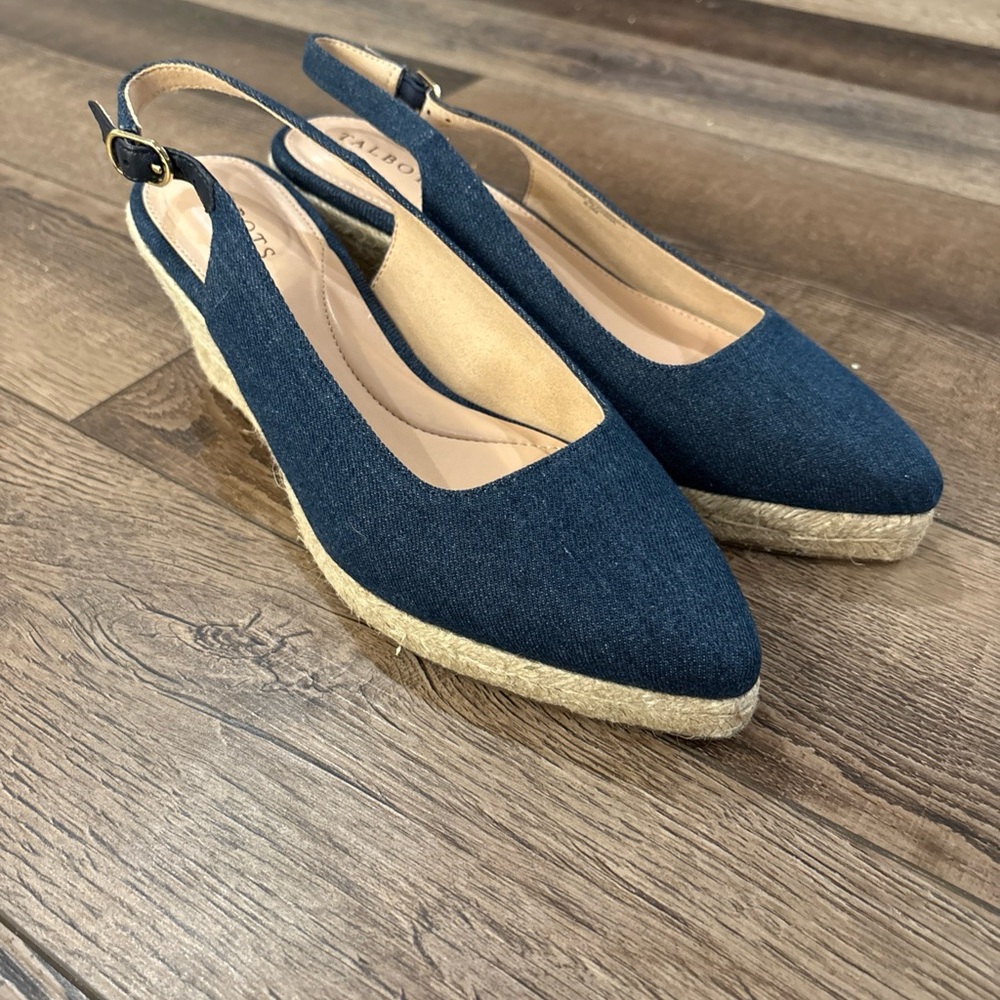 Talbots Navy Espadrille Slingbacks
